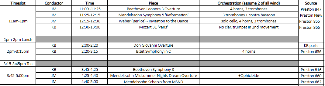 Programme for Rustall on 14 July 2019